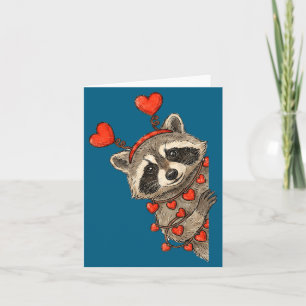 Carte Raton laveur drôle coeur Saint Valentin animal ama