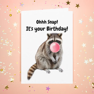 Carte Raton laveur drôle d'anniversaire souffle une bull