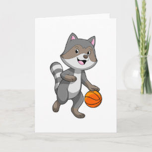Carte Raton laveur en joueur de basket avec ballon de ba
