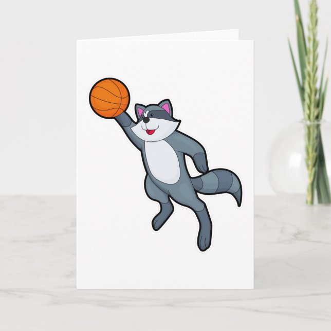 Carte Raton laveur en joueur de basketball avec ballon d (Devant)