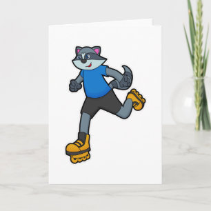 Carte Raton laveur en skateur avec des rollers en ligne