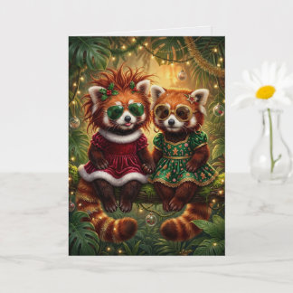 Carte Raton laveur festif de Noël et amis de la jungle