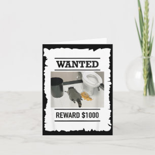 Carte Raton laveur ivre drôle recherché récompense 1000