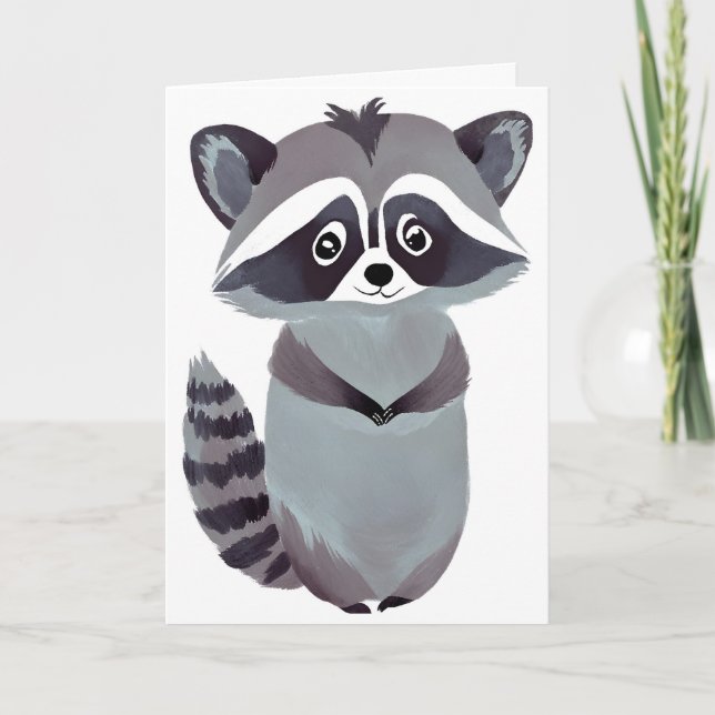 Carte Raton laveur respectueux | Aquarelle d'animal mign (Devant)