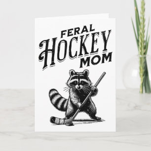 Carte Raton laveur rétro féroce mère de hockey joueur de
