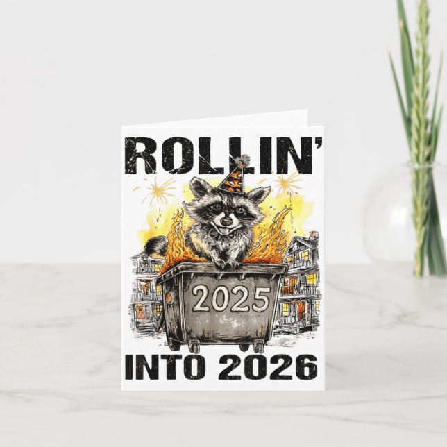 Carte Raton laveur roulant dans 2026 Bonne année 2026 Am (Devant)