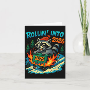 Carte Raton laveur roulant dans la nouvelle année 2026 f