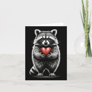 Carte Raton laveur tenant un cœur Saint-Valentin Mignon 