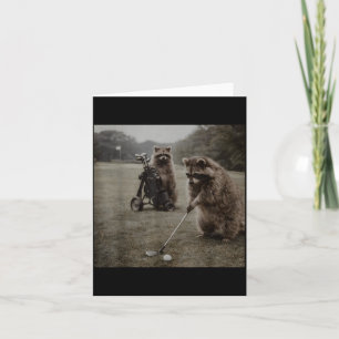 Carte Raton laveur vintage jouant au golf amateurs de go