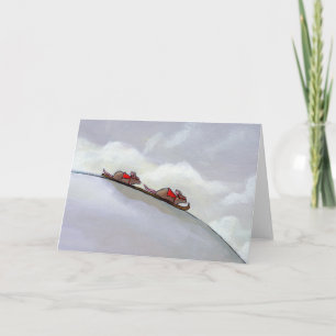 Carte Rats de course faisant du ski alpin fun art de rat