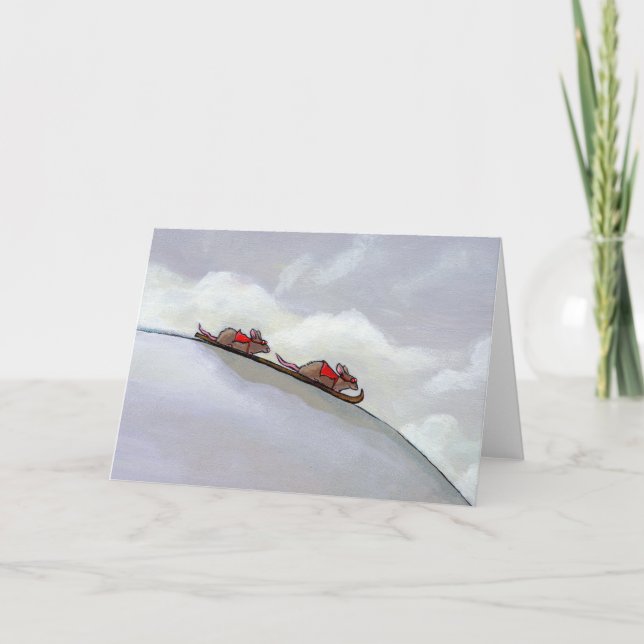 Carte Rats de course skiant vers le bas fun art de rat u (Devant)