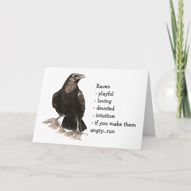 Carte Raven Totem, Animal Guide Funny Birthday (Devant)