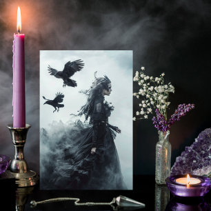 Carte Ravens gothiques et déesse Halloween Salutation