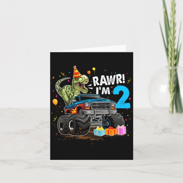 Carte Rawr I'm 2 2nd Birthday T Rex Dinosaur Funny Party (Devant)