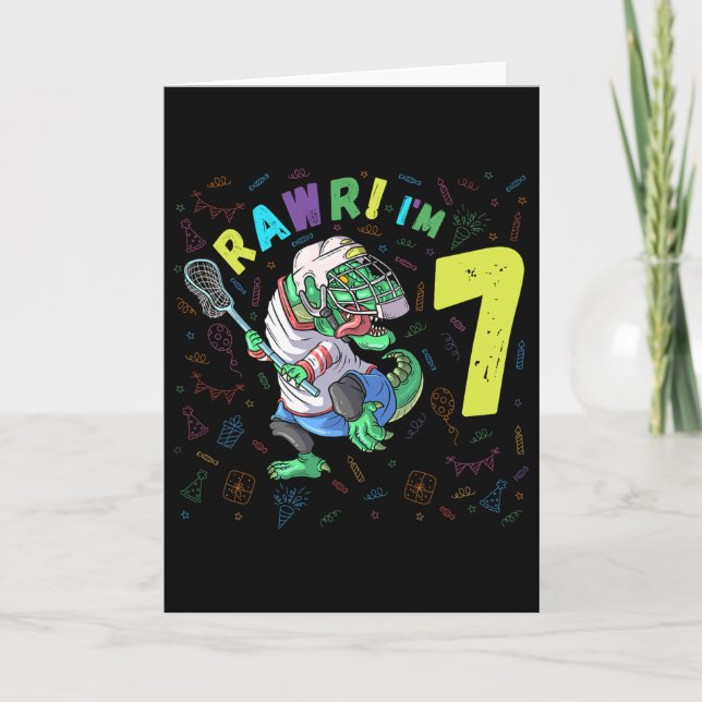 Carte Rawr je suis âgé de 7 ans Anniversaire d'un garçon (Devant)