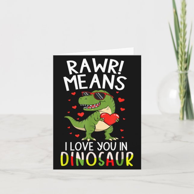 Carte Rawr signifie je t'aime en Saint-Valentin de dinos (Devant)