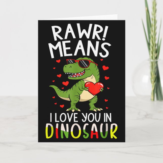 Carte Rawr signifie je t'aime en Saint-Valentin dinosaur (Devant)