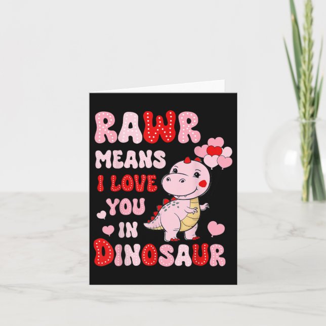 Carte Rawr Signifie Que Je T'Aime Dans Le Coeur Dinosaur (Devant)