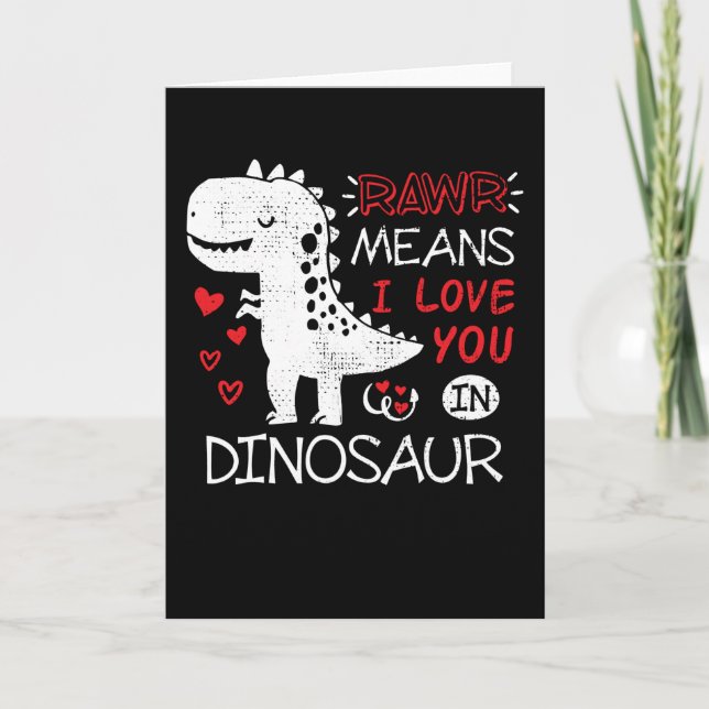 Carte Rawr signifie que je t'aime en dinosaure T-Rex drô (Devant)