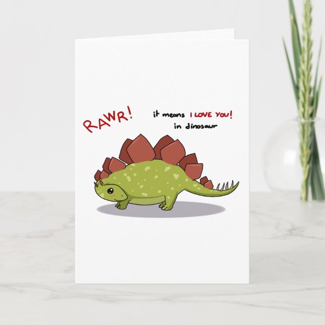 Carte Rawr signifie que je vous aime dans le dinosaure S (Devant)