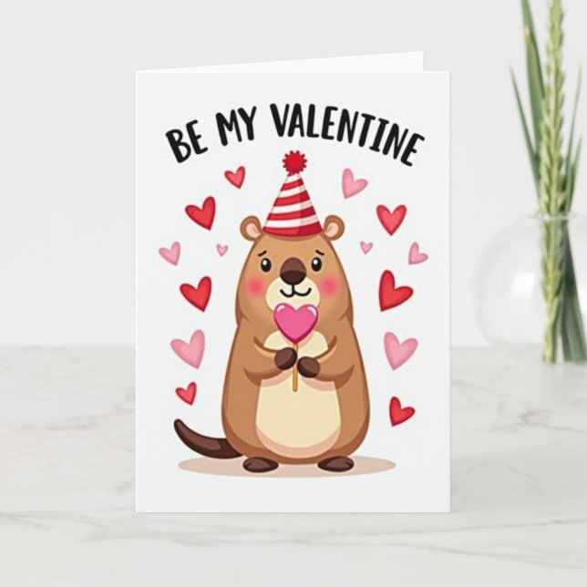 Carte rayée de la Saint-Valentin pour mon castor (Devant)