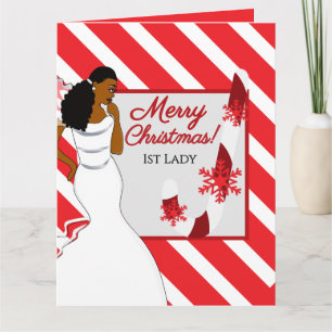 Carte Rayure de Canne à Sucre, 1ère Dame de Noël festive
