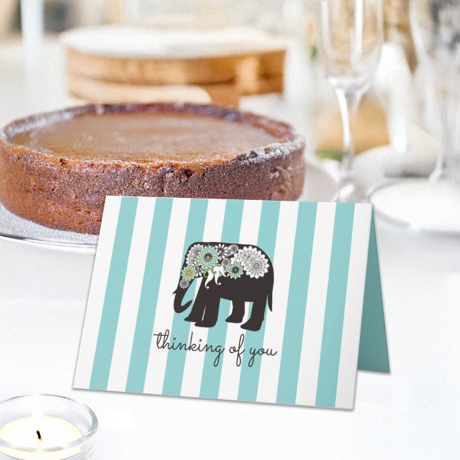 Carte Rayure de turquoise Paisley Eléphant à votre pensé (Créateur téléchargé)