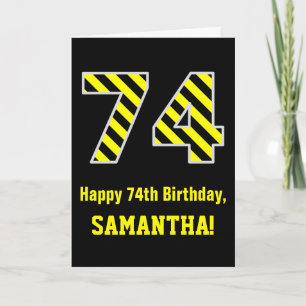 Carte Rayures noires et jaunes "74"; 74e anniversaire +