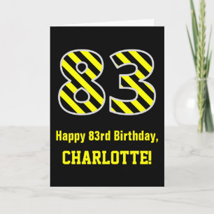 Carte Rayures noires et jaunes "83"; 83e anniversaire +