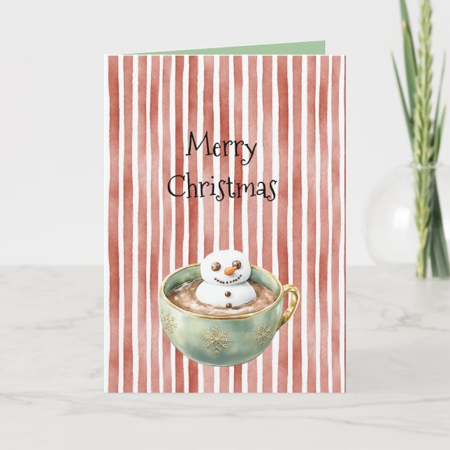 Carte Rayures rouges Noël Marshmallow Happy dans le caca (Devant)