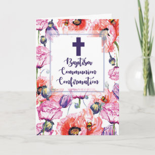 Carte RCIA Baptême Communion et Confirmation Coquelicots