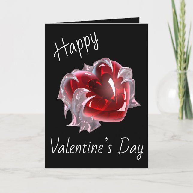 Carte Read heart crystal happy Valentine’s Day card dark (Devant)