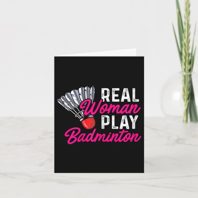 Carte Real Woman Play Badminton Badminton Player Shuttle (Devant)