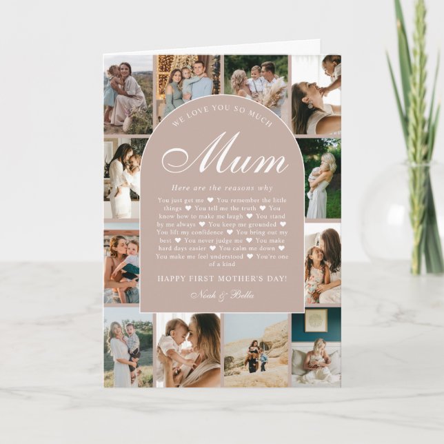 Carte Reasons We Love You Mum Photo Collage Mother's Day (Devant)
