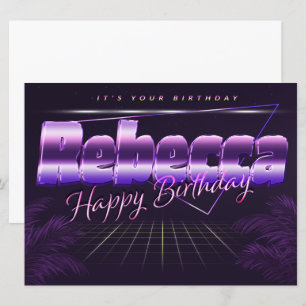 Carte Rebecca Nom Prénom lila retro