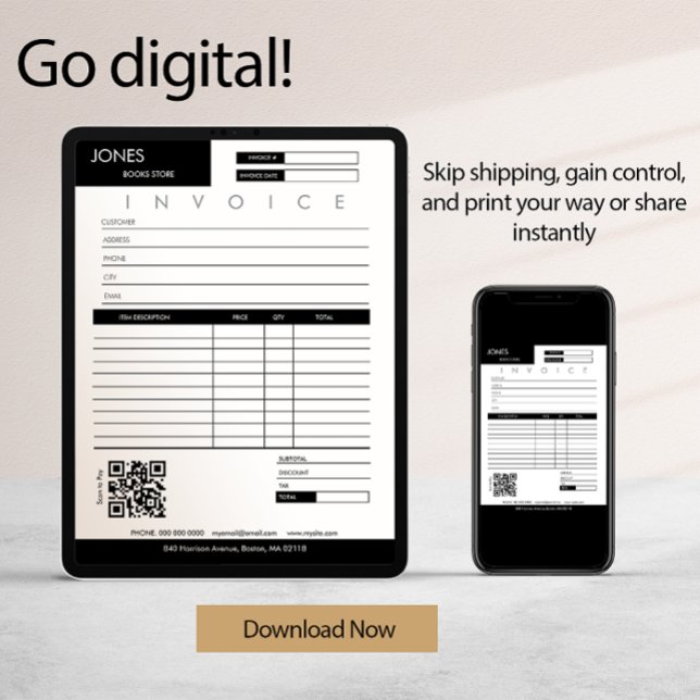 Carte Réception de vente de facture minimale Petite entr (Minimalist Invoice Sales Receipt Small Business Card)