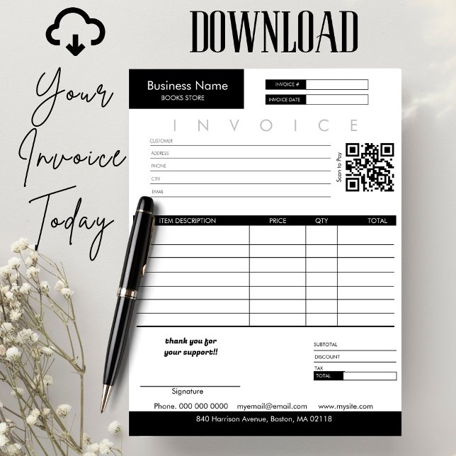 Carte Réception de vente de facture minimale Petite entr (invoice sales receipt small business modern minimalist client invoice logo service invoice, digital)