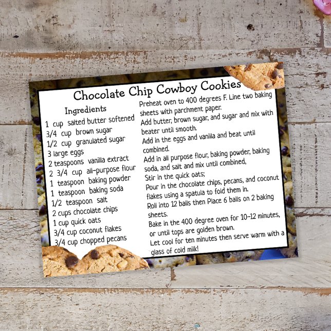 Carte Recette Chip Chocolat Cookies Cookies (Créateur téléchargé)