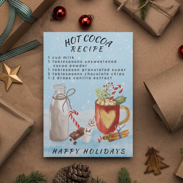Carte Recette chocolat au cacao chaud Noël (Créateur téléchargé)