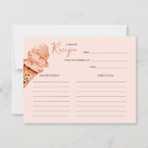 Carte Recette de la soirée crème glacée rose migno