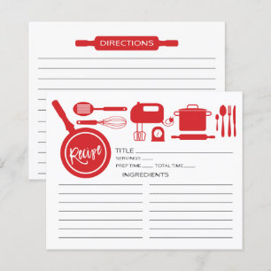 Carte Recette d'ustensiles de cuisine rouge modern