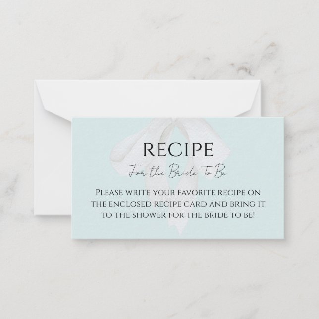 Carte Recette Fête des mariées bleu turquoise Bow (Devant)