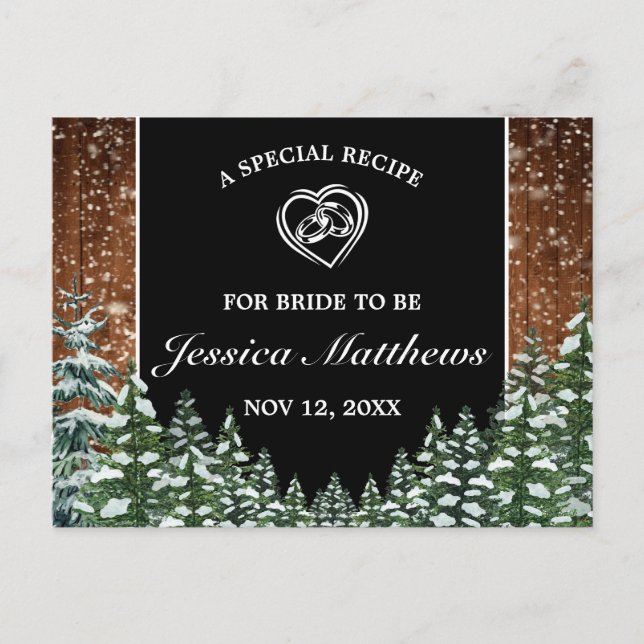 Carte Recette Fête des mariées bois neige et pin d (Devant)