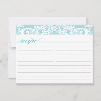 Carte Recette Fête des mariées Damas Bleu