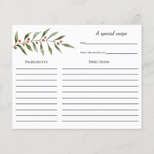 Carte Recette Fête des mariées hiver verdure