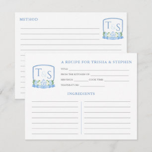 Carte Recette Fête des mariées Monogramme Blanc Bl