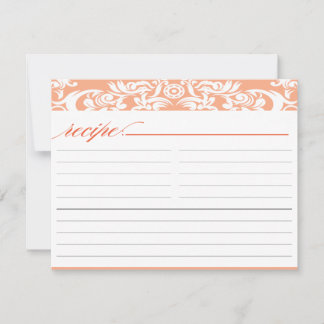Carte Recette Fête des mariées Orange Damask