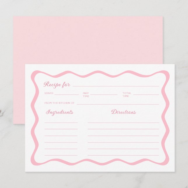 Carte Recette Fête des mariées rose Vave (Devant / Derrière)