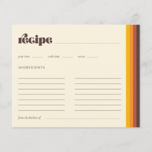 Carte Recette Fête des mariées Vintage des années