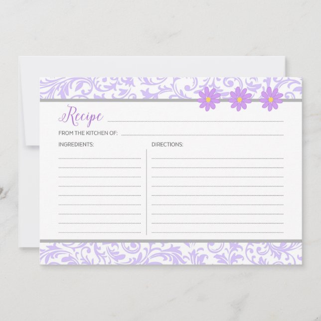 Carte Recette Florale Pastel Purple (Devant)